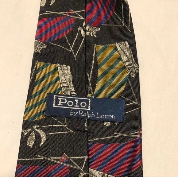 VTG Rare Beach Chair Pattern Tie By Ralph Lauren - Picture 4 of 5